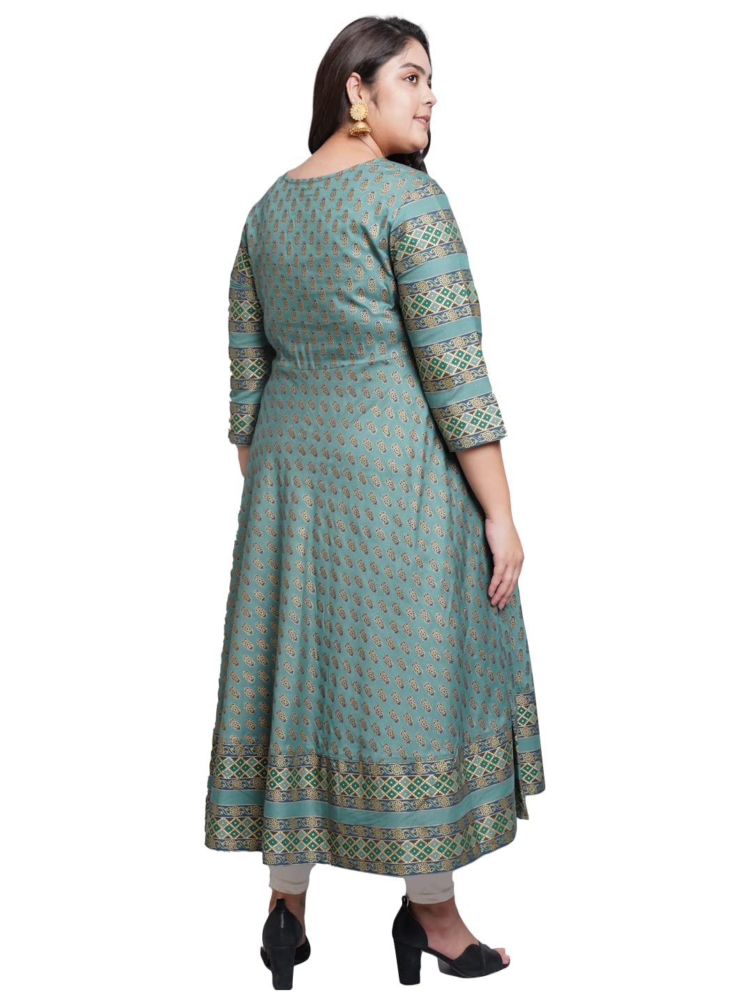 Yash Gallery Women's Plus Size Plus Size Rayon Floral Printed Anarkali Kurta for Women