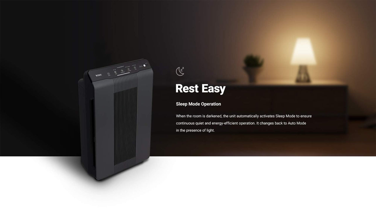 WINIX AM80 Air Purifier for Home Large Room Up to 1740 Ft² in 1 Hr With Air Quality Monitor, True HEPA, Advanced Odor Control Carbon Filter and Auto Mode, Captures Pet Allergies, Smoke, Dust Dark Gray