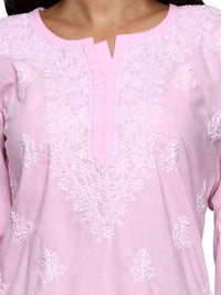 Ada Women's Cotton Top Tunic Hand Embroidered Lucknowi Chikankari Short Kurti