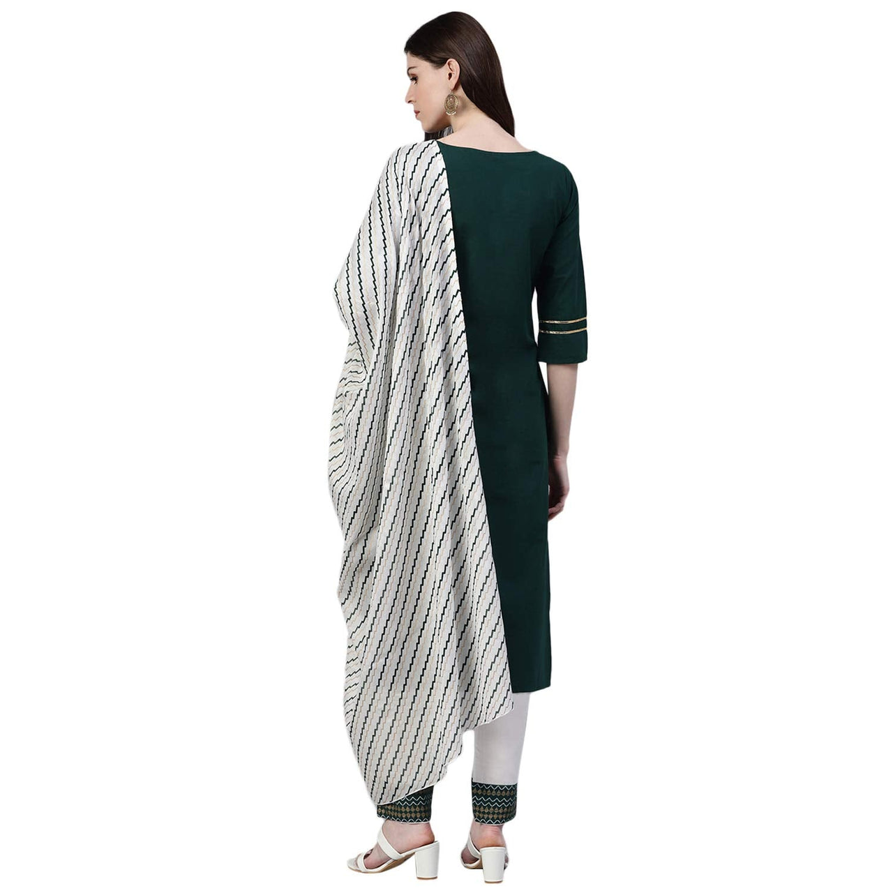 Stylum Women's Printed Cotton Straight Kurta Pant Dupatta Set