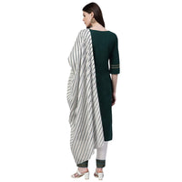 Stylum Women's Printed Cotton Straight Kurta Pant Dupatta Set