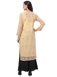 Ada Lucknowi Hand Embroidered Chikankari Women's Georgette Kurta Kurti with Slip
