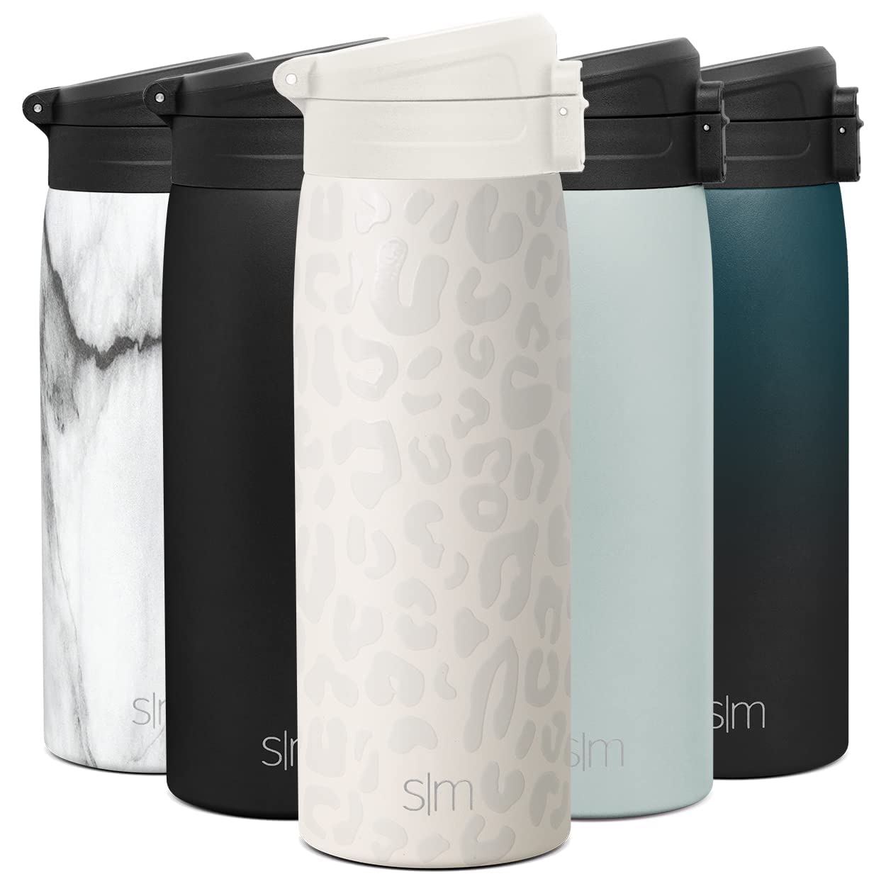 Simple Modern Insulated Thermos Travel Coffee Mug with Snap Flip Lid | Leakproof Reusable Stainless Steel Tumbler Cup | Gifts for Women Men Him Her | Kona Collection | 16oz | Cream Leopard -Pattern: Cream Leopard
