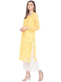 Ada Lucknowi Hand Embroidered Chikankari Women's Georgette Kurta Kurti with Slip