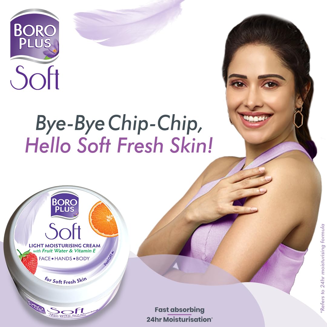 BoroPlus Soft Light Moisturising Cream | Light & Non-sticky | Provides 24 hour moisturisation|Ayurvedic Cream for all seasons |Hand Cream, Body Cream & Face Cream | Vitamin E - 300 ml (Pack of 2)