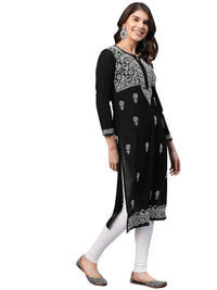 Ada Hand Embroidered Lucknow Chikankari Women's Pure Cotton Kurti Kurta
