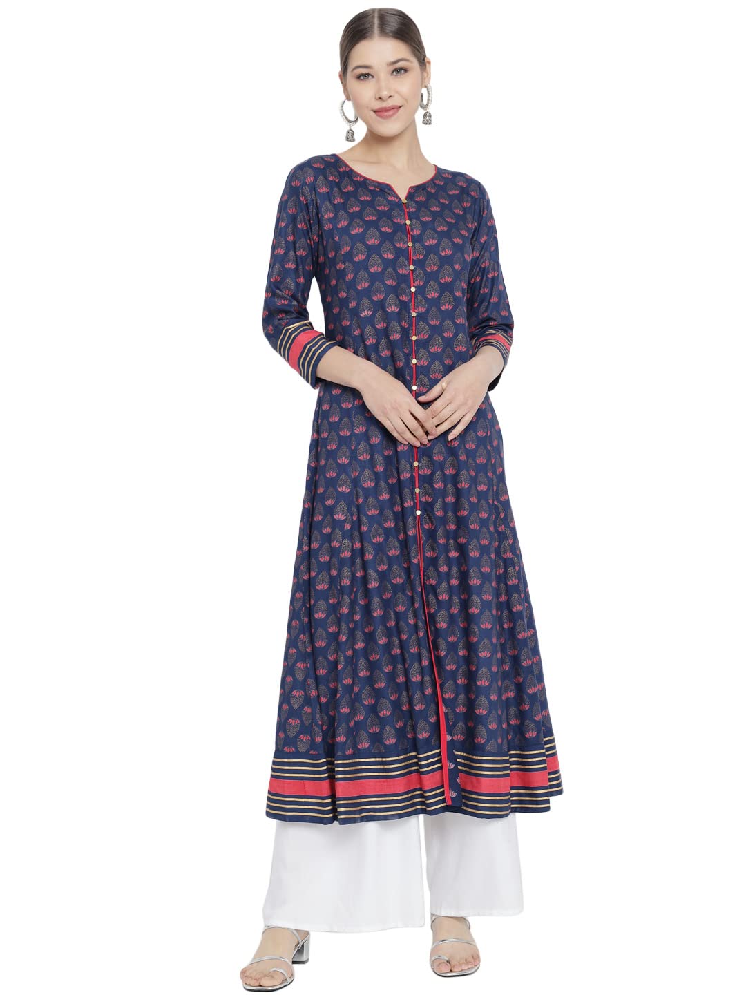 Yash Gallery Women's Rayon Floral Printed Anarkali Kurta for Women