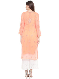 Ada Lucknowi Hand Embroidered Chikankari Women's Georgette Kurta Kurti with Slip