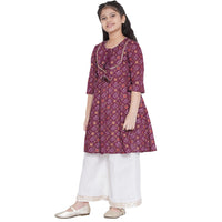 Bitiya By Bhama Girl's Cotton Blend Kurta & Palazzo