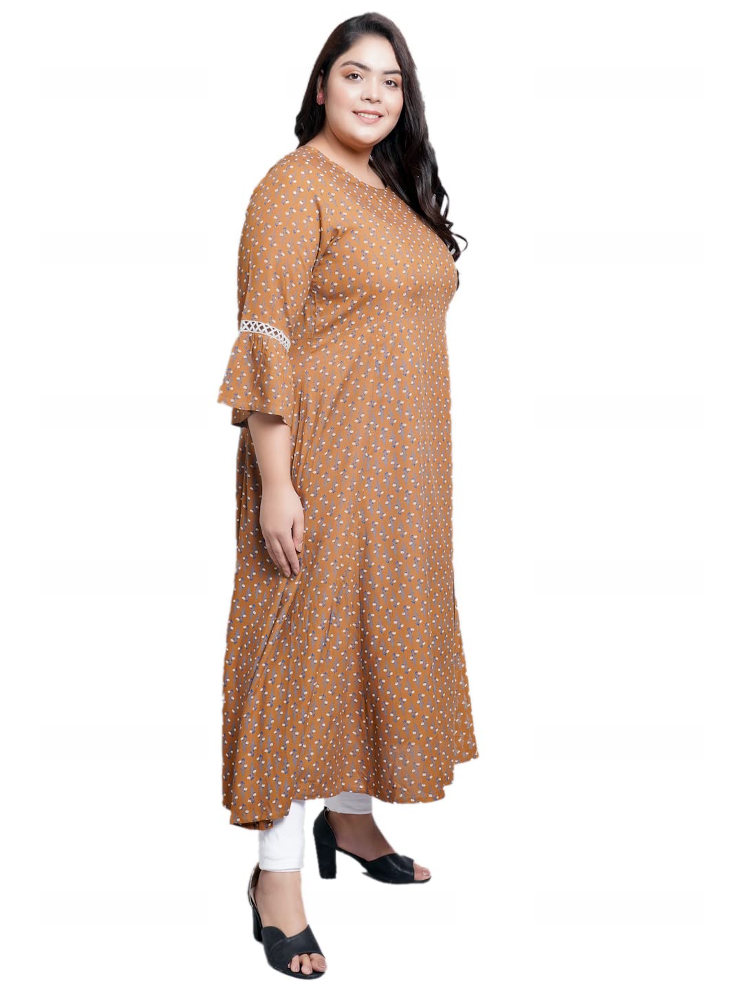 Yash Gallery Women's Rayon Floral Printed A-Line Kurta for Women