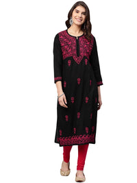 Ada Hand Embroidered Lucknow Chikankari Women's Pure Cotton Kurti Kurta