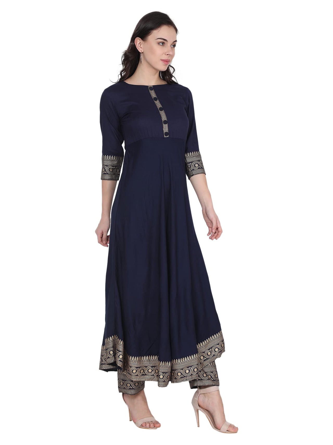 VASTRAMANIAA Women's Rayon Kurta Palazzo Ethnic Set