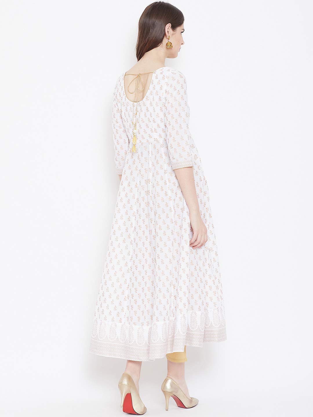 "PH" POSHAKHUB Adorable Women's Soft Cotton Printed Cap Sleeve Anarka Kurti