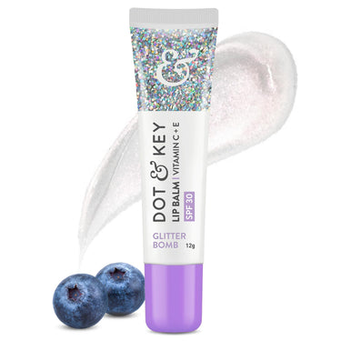 DOT & KEY Lip Balm Vitamin C + E Spf 50 Glitter Bomb|Mess Free Glitter Lip Balm |Glossy & Plumpy Moisturized Lips|Non Stop Glittery Shine |Controls Tan & Fades Lip Pigmentation | for Women | 12 Gm