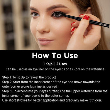 Colorbar cosmetics Intensely Rich Kajal-Creatively, Black, 0.30 g | Moisturizing | Longlasting | Smudge Proof |Long-wearing | Waterproof