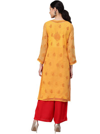 Ada Lucknowi Hand Embroidered Chikankari Women's Georgette Kurta Kurti with Slip