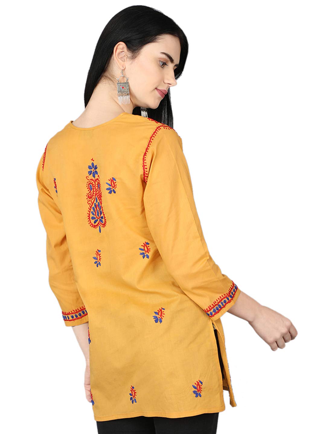 Ada Women's Cotton Top Hand Embroidered Lucknowi Chikankari Tunic Kurti
