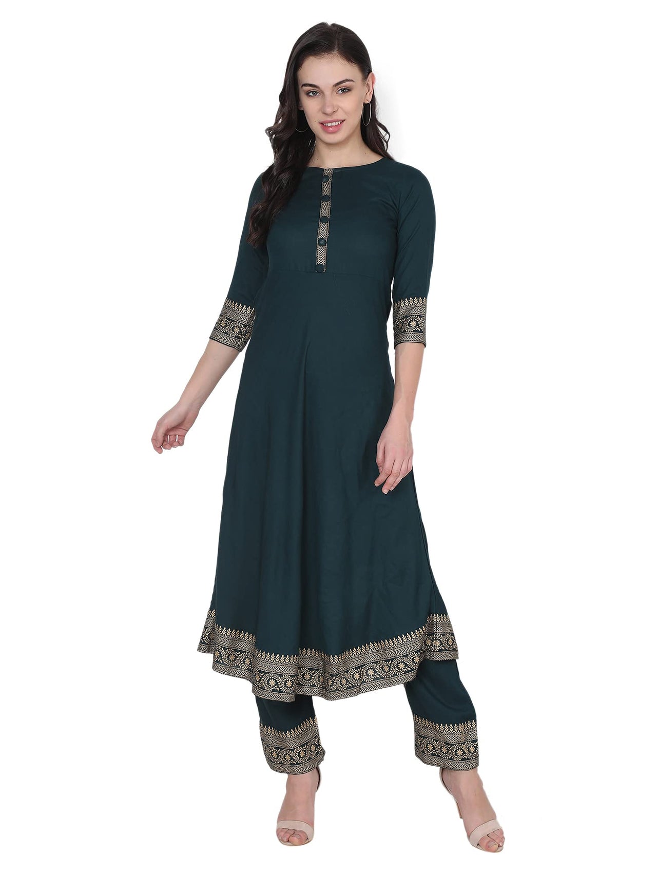 VASTRAMANIAA Women's Rayon Kurta Palazzo Ethnic Set