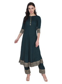 VASTRAMANIAA Women's Rayon Kurta Palazzo Ethnic Set
