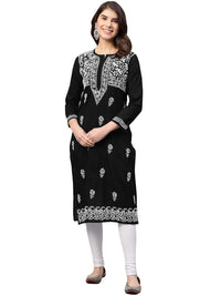 Ada Hand Embroidered Lucknow Chikankari Women's Pure Cotton Kurti Kurta