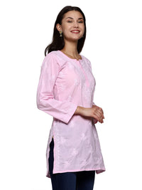Ada Women's Cotton Top Tunic Hand Embroidered Lucknowi Chikankari Short Kurti