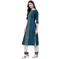 Stylum Women's Printed Cotton Straight Kurta Pant Dupatta Set
