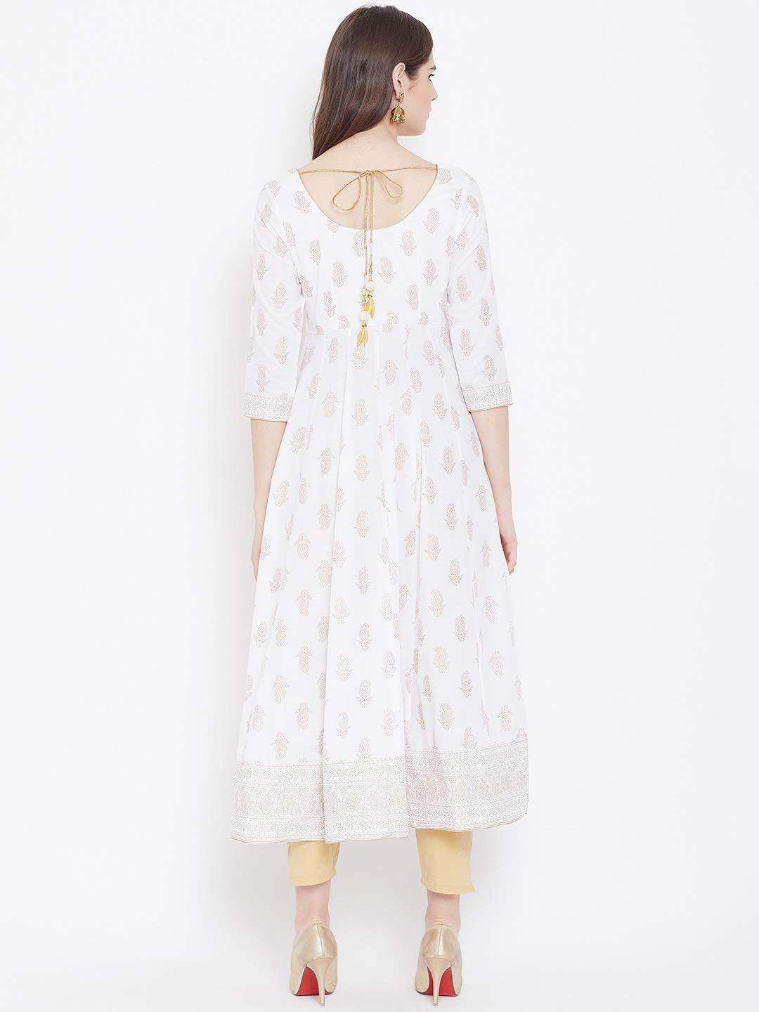 "PH" POSHAKHUB Adorable Women's Soft Cotton Printed Cap Sleeve Anarka Kurti