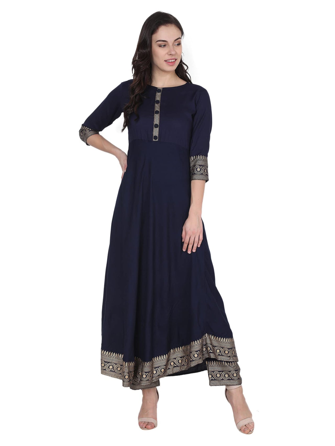 VASTRAMANIAA Women's Rayon Kurta Palazzo Ethnic Set