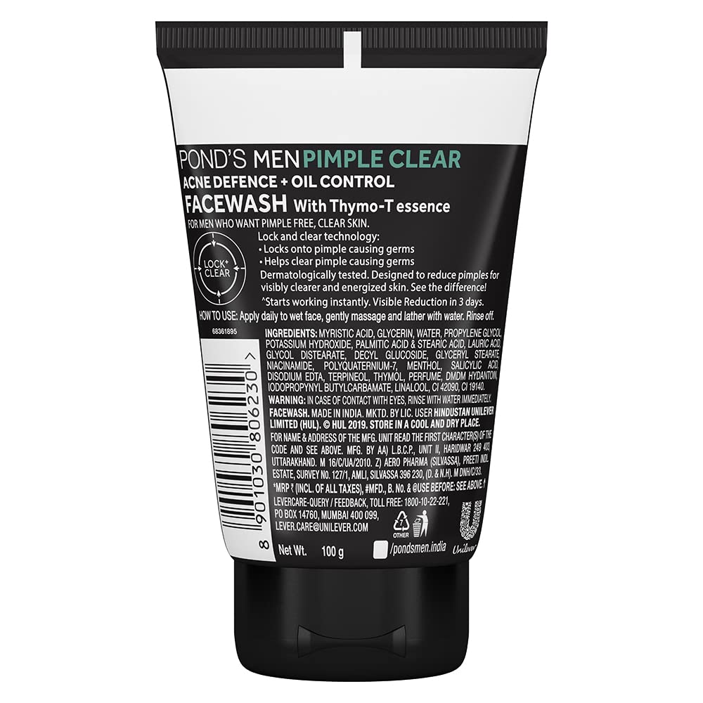 POND's Men Pimple Clear Facewash Reduces Pimples In 3 Days, 100 G & Men's Energy Bright Face Wash Coffee Beans Bright Skin, 100G