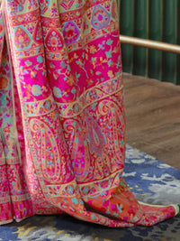 AKHILAM Women's Banarasi Cotton Blend Saree With Blouse Piece