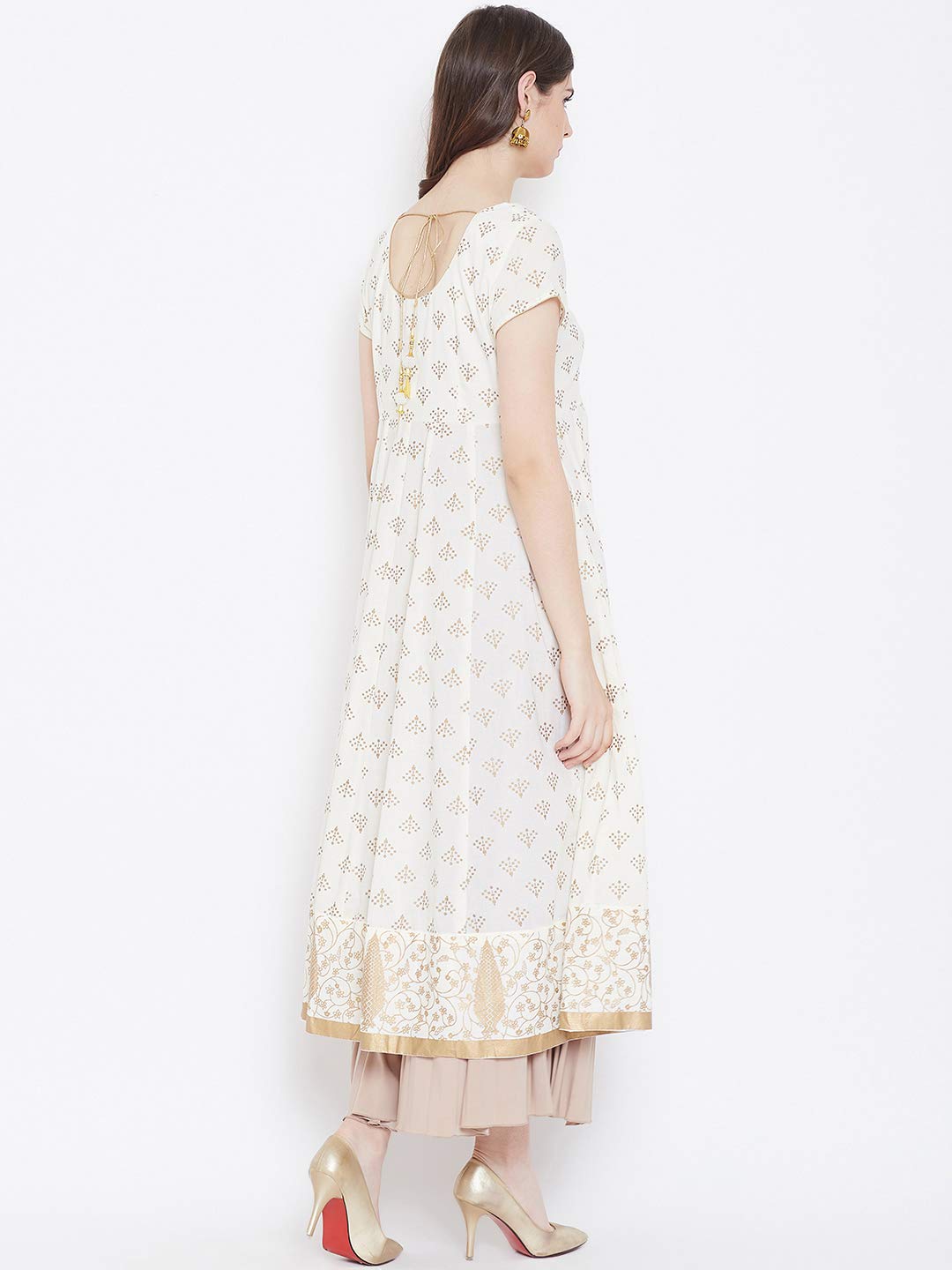 "PH" POSHAKHUB Adorable Women's Soft Cotton Printed Cap Sleeve Anarka Kurti