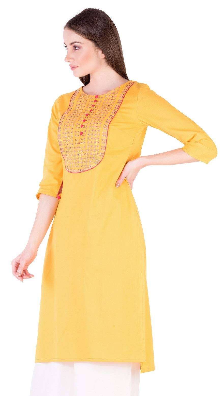 Amayra Women's Cotton Straight Embroidery Kurti