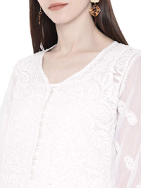 Ada Women's Hand Embroidered Faux Georgette Lucknowi Chikankari Kurti with Slip