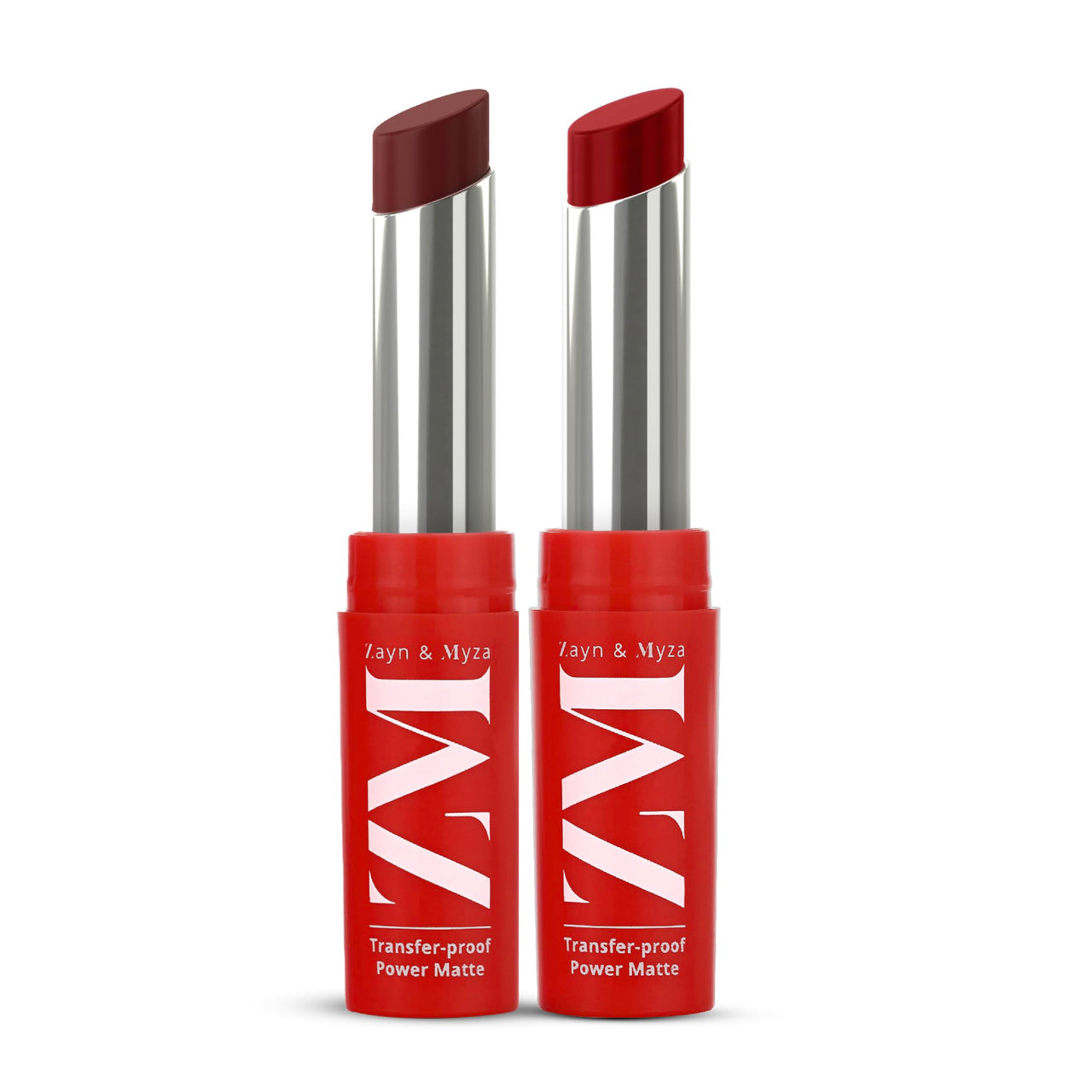 ZM Transfer-Proof Power Matte Bullet Lipstick, Vegan, Combo (Selfie Red & Burgundy Bliss) 3.2 G
