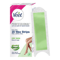 Veet Professional Waxing Strips Kit for Dry Skin, 20 Strips (Pack of 2) | Gel Wax Hair Removal for Women | Up to 28 Days of Smoothness | No Wax Heater or Wax Beans Required