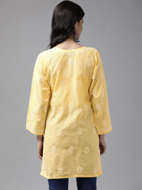 Ada Women's Cotton Top Tunic Hand Embroidered Lucknowi Chikankari Short Kurti