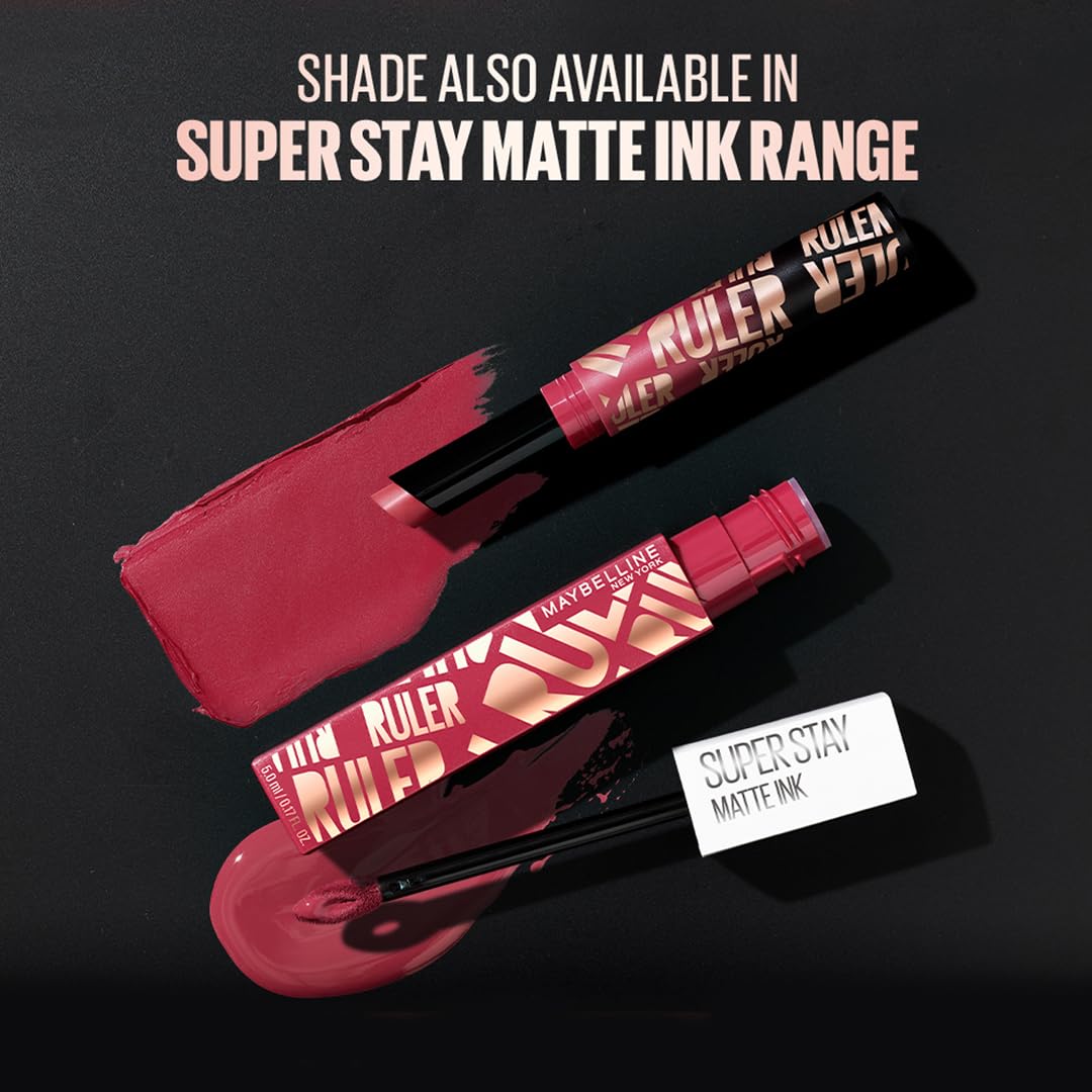 Maybelline New York Liquid Matte Lipstick, Long Lasting, 16hr Wear, Superstay Matte Ink, Ruler, 5ml