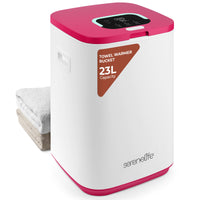 SereneLife Towel Warmers for Bathroom, 23L Luxury Heater, Blanket Warmer Bucket, LED Display, Up to 24 Hours Delay, 3 Heating Modes and Child Lock for Oversize Bathrobes PJ's and More (Pink) Pink