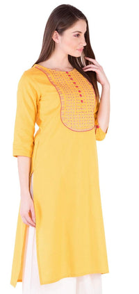 Amayra Women's Cotton Straight Embroidery Kurti