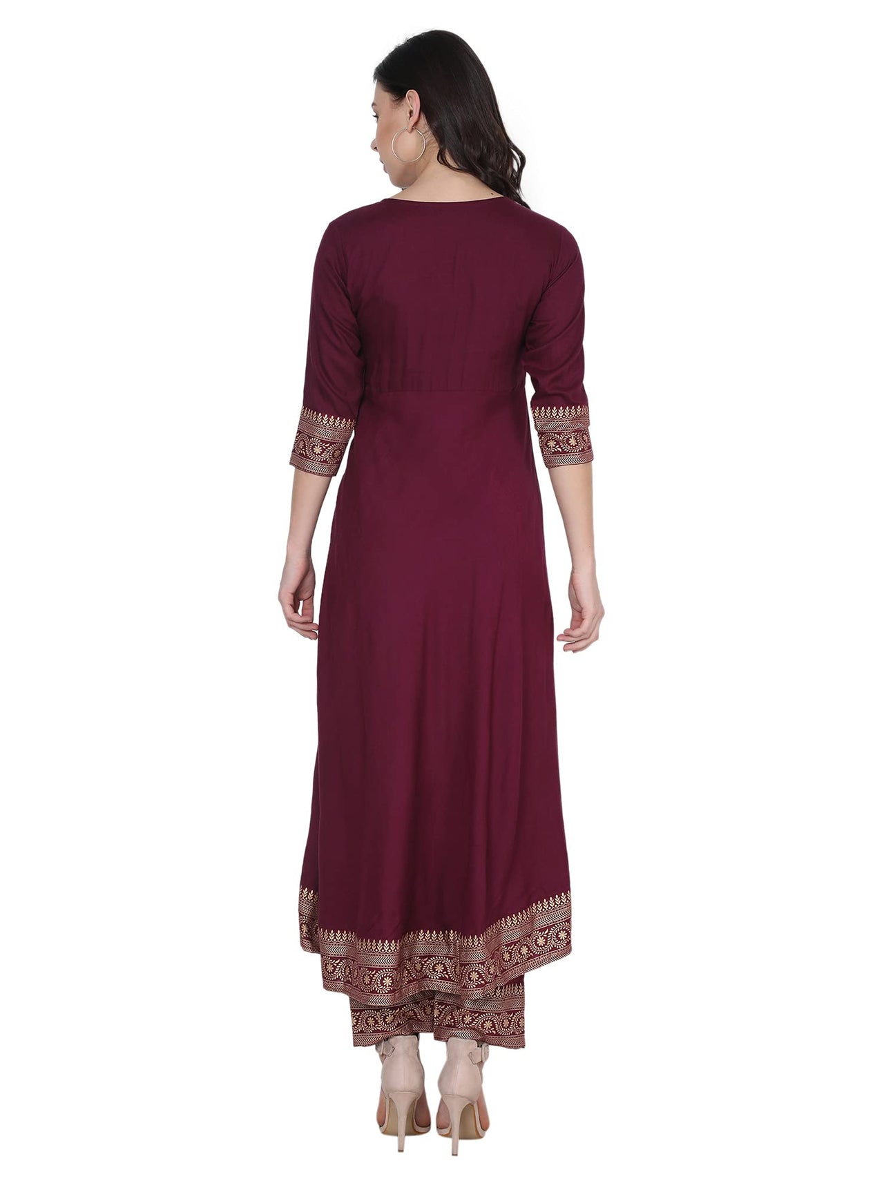 VASTRAMANIAA Women's Rayon Kurta Palazzo Ethnic Set