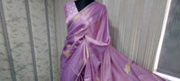 AKHILAM Women's Banarasi Pure Silk Floral Golden Zari Work Woven Design Border Saree with Unstitched Blouse Piece(KSBLE2240_Parent)