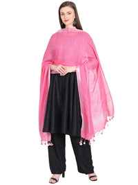 THE WEAVE TRAVELLER Women's Solid Cotton Blend Dupatta