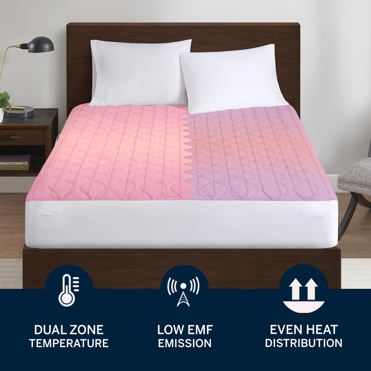 Serta Heated Mattress Pad Twin Size - Electric Mattress Pad, 10 Heat Setting Controller, Auto Shut Off Timer, Deep Elastic Pocket, Up to 17" Mattress, ETL Certified, Machine Wash, Twin, White