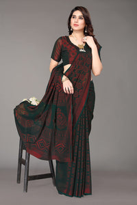 Winza Designer Women's Chiffon Brasso Printed Saree with Blouse Piece (WDP Brasso Malini W)
