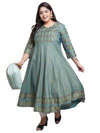Yash Gallery Women's Plus Size Plus Size Rayon Floral Printed Anarkali Kurta for Women