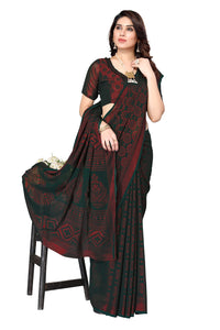 Winza Designer Women's Chiffon Brasso Printed Saree with Blouse Piece (WDP Brasso Malini W)