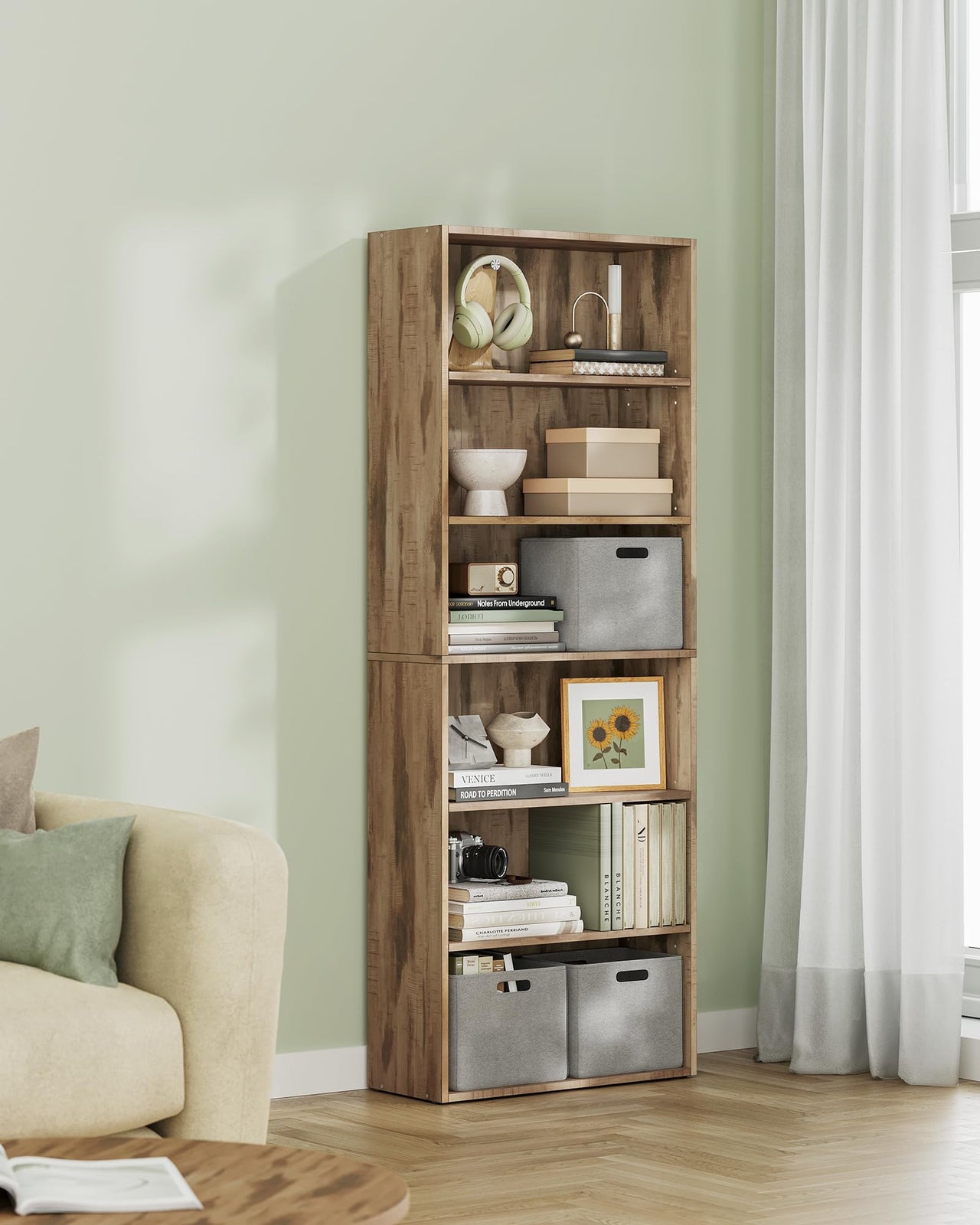 VASAGLE Bookshelf, 23.6 Inches Wide, 4-Tier Open Bookcase with Adjustable Storage Shelves, Floor Standing Unit, Cloud White ULBC164T14 1 Pack 4 Tiers (23.6"W x 42.4"H)