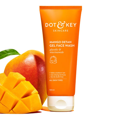 Dot & Key Mango Detan Gel Face Wash | Gently Cleanses Skin From Dirt & Oil | Fades Stubborn Tan | For All Skin Types | 100ml