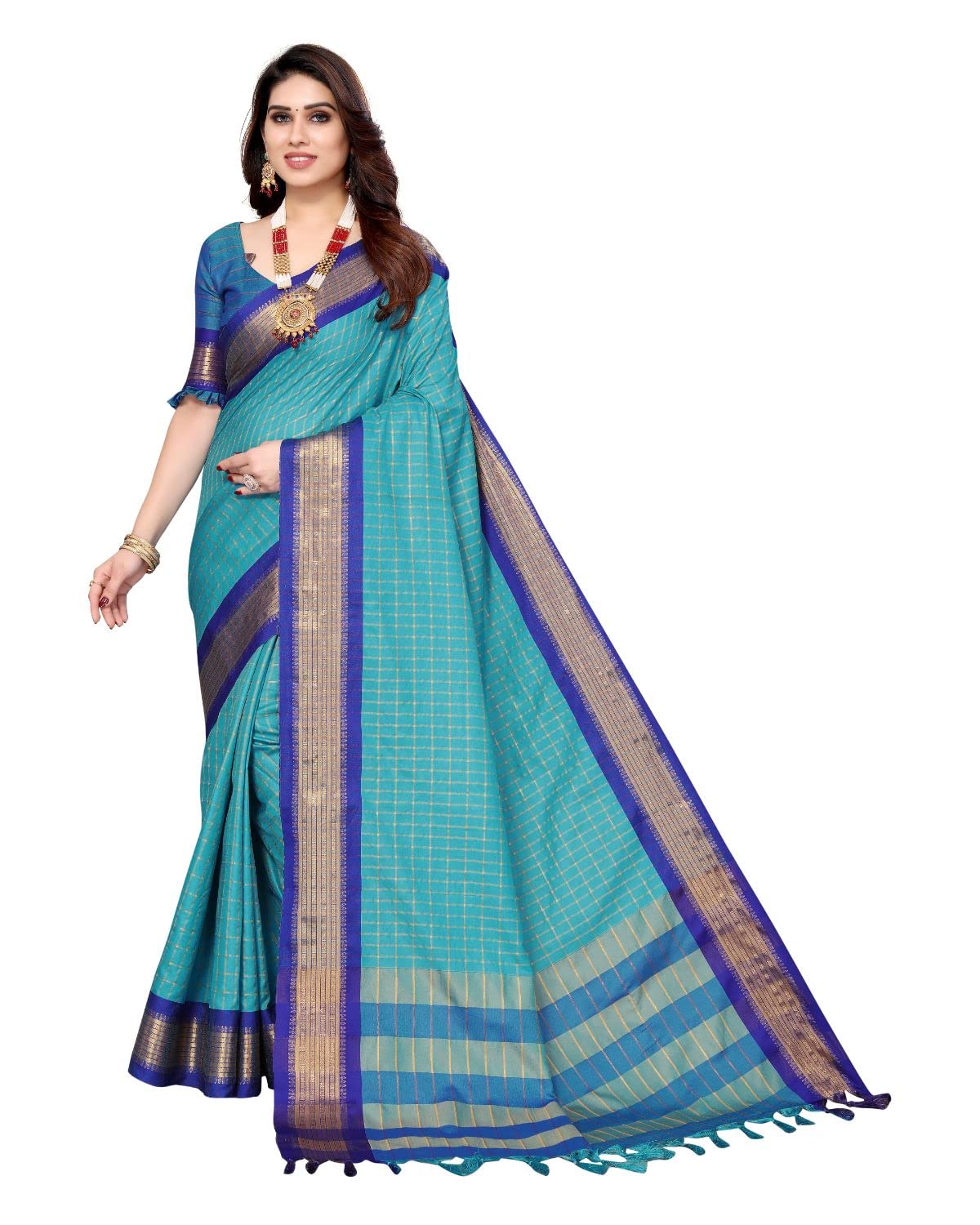 Tarshika Women's Cotton Silk Handloom Weaving Silk Saree With Rich Contrast Pallu(COTTON SILK SAREE_04)