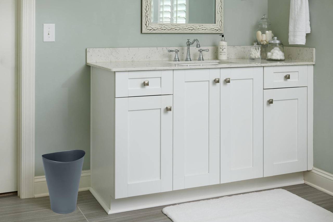 Rubbermaid Spa Works Compact Contemporary Style 9 Quart Indoor Open Vanity Home Trash Container, White Clear Pack of 1